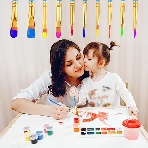 Miniatura 28 de Juego de pinceles de pintura acrílica, (20 paquetes/200 unidades), cepillos de pelo de nailon para óleo y acuarela, juego perfecto de pintura Rosa