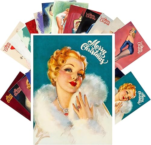 Miniatura 16 de PIXILUV Postales vintage (24 piezas de 4"×6" cada una) Elfos de Santa haciendo trabajos en Navidad Postales vintage de Navidad Póster de tarjeta de