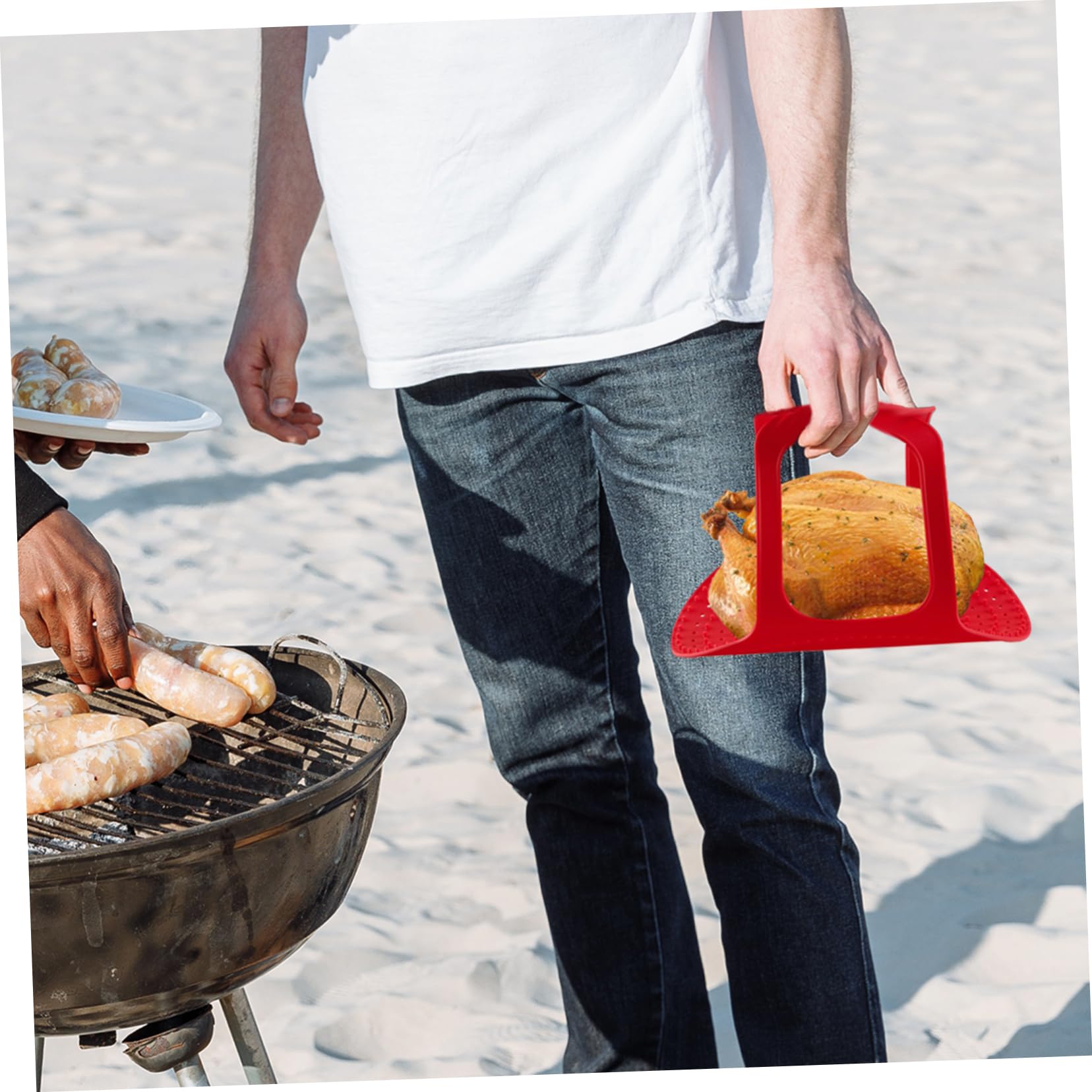 Levemolo Oven Grilling Tool Chicken Accessory Set Non-Stick Silicone Basting Pad Rack for Turkey for Barbecue