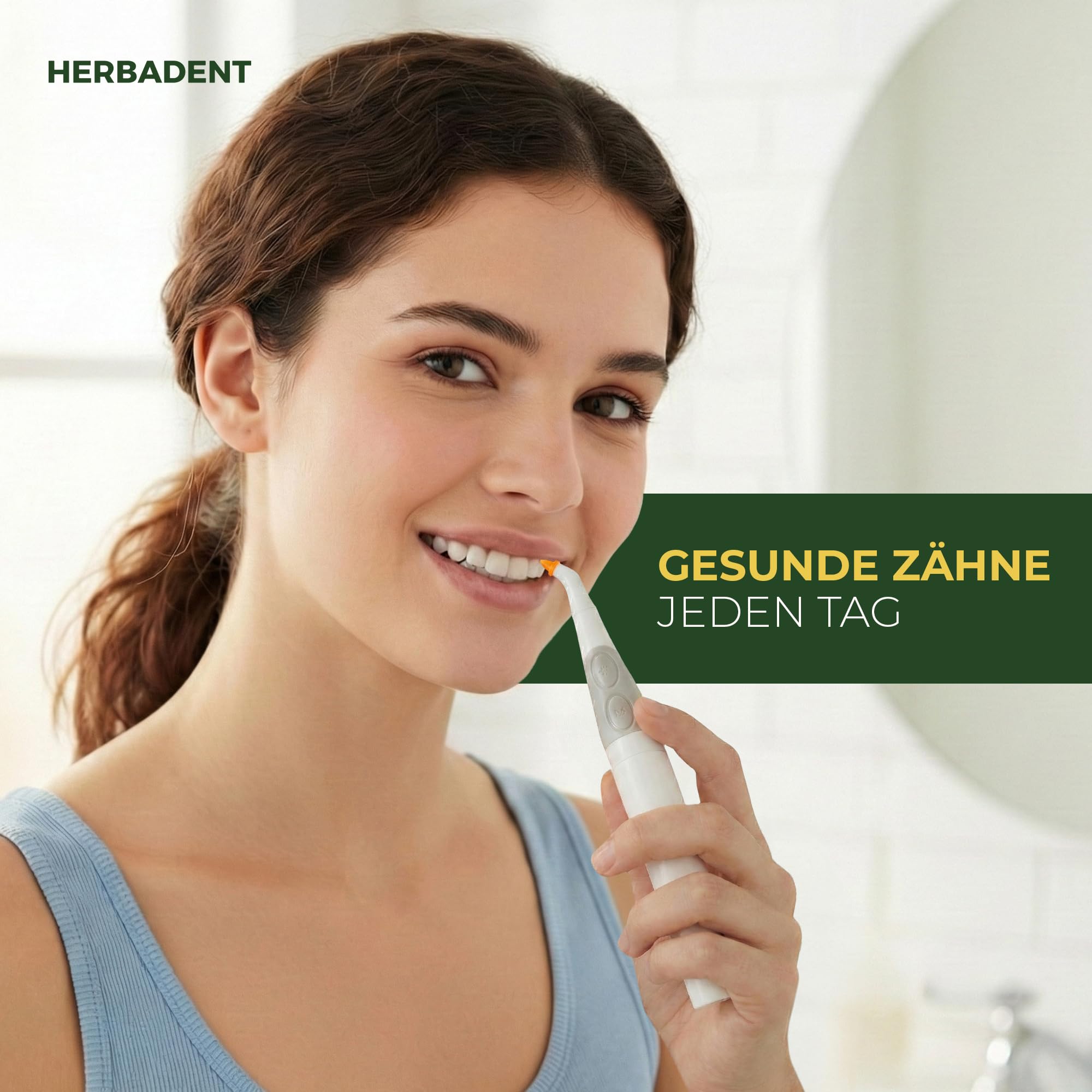 HERo ELECTRA Interdentalbürsten Set-Vibrierende Zahnzwischenraumbürsten mit LED-Licht und Spiegel -11 Wechselbürsten 2 Adapter, Kräuter-Interdentalgel auch für Implantate, Zahnspange