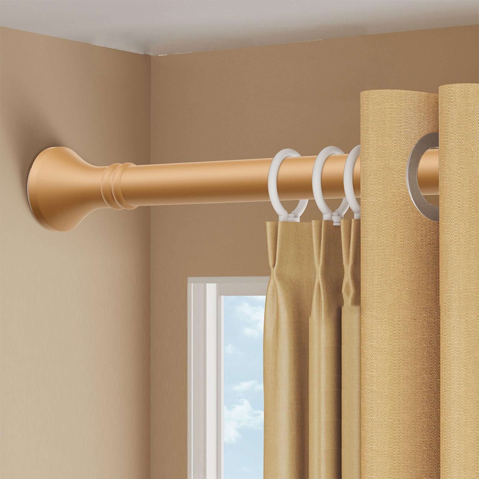 GLDYTVF Adjustable NoDrill Shower Curtain Rod (40500CM) Extendable Stainless Steel Tension Rod for Windows Bedrooms & Room Dividers (Yellow 360450CM)