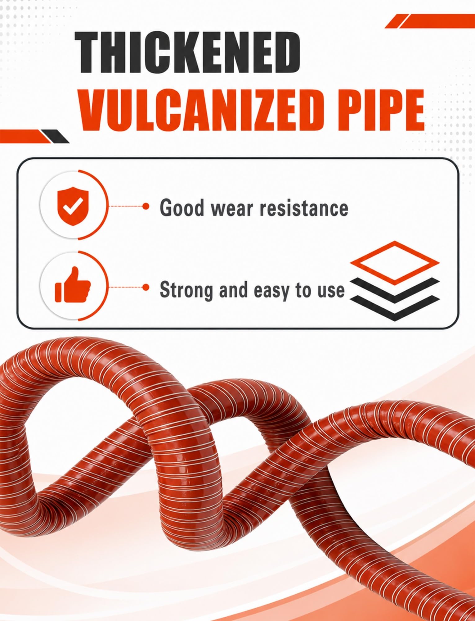 Manguera de silicona ignífuga reforzada con alambre de acero,conducto flexible de fibra de vidrio resistente al calor for extracción de humos industriales(7cm/2.76in,400cm/157.48in)