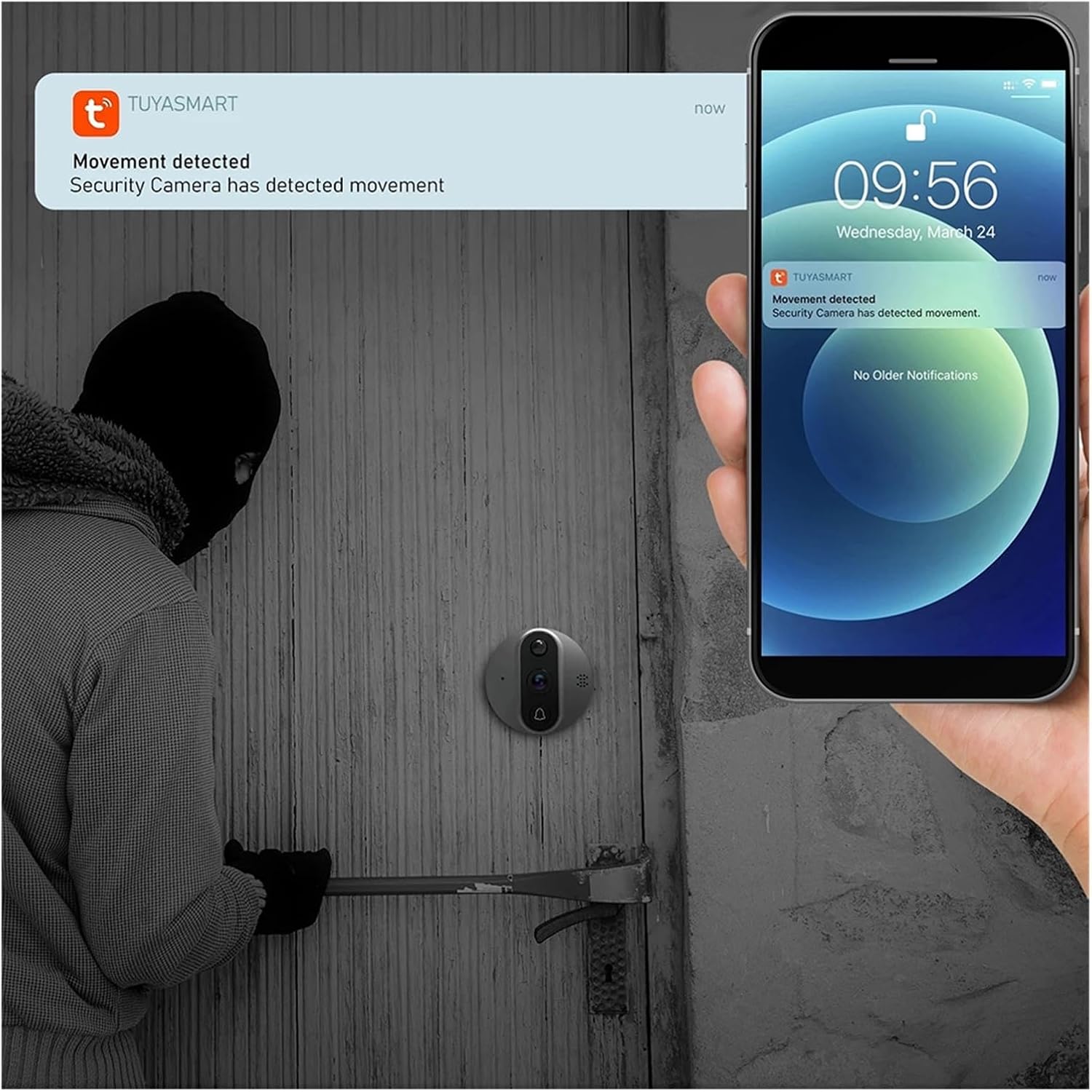 ThikK 1080P Wifi Wireless Video Doorbell Camera Tuya Smart Home Apartment Wifi Visual Peephole Door Bell Tuya Video Intercom for Home(R9S-1080P-32g) 6 71IEQuoWCEL. AC SL1500