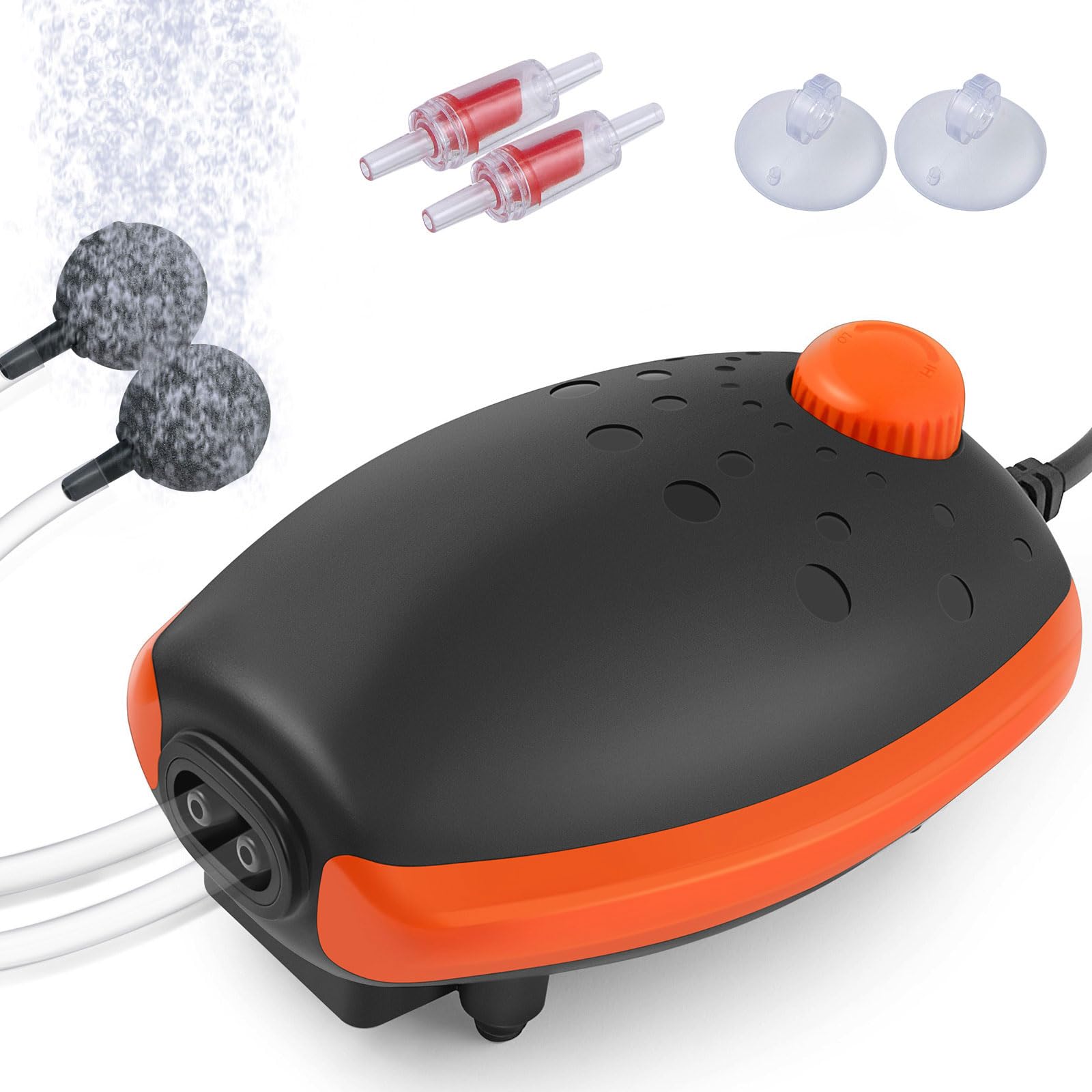 FEDOUR 3W Bomba Aire Acuario, Doble Salida Bomba de Aire silenciosa para pecera de hasta 400L, Bomba de Aire para Acuarios Potente de 300LPH