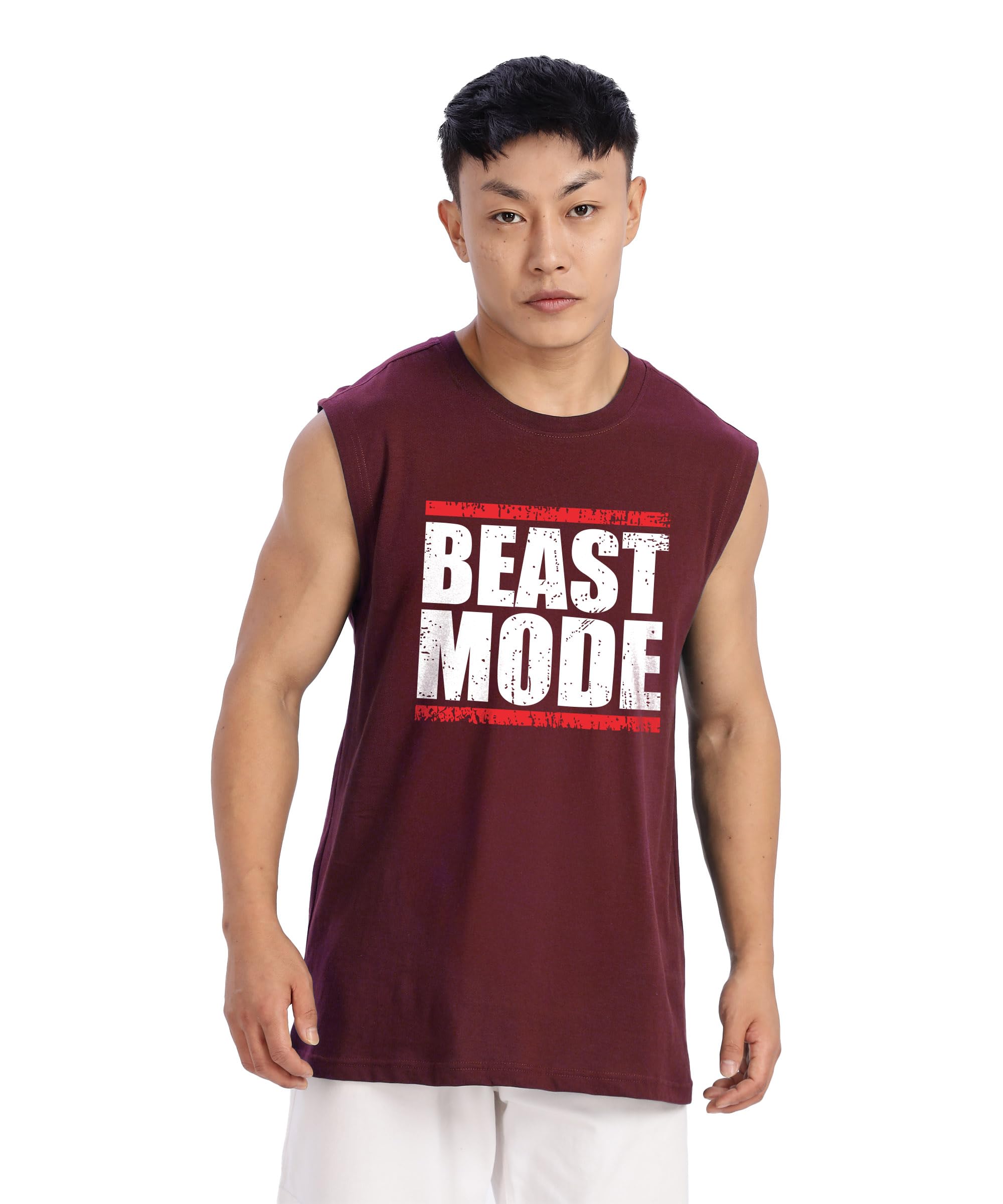 shodox Men's 100% Cotton Tank Tops Round Neck Sleeveless Sports Loose fit Vest (Pack of 1)-picture-10