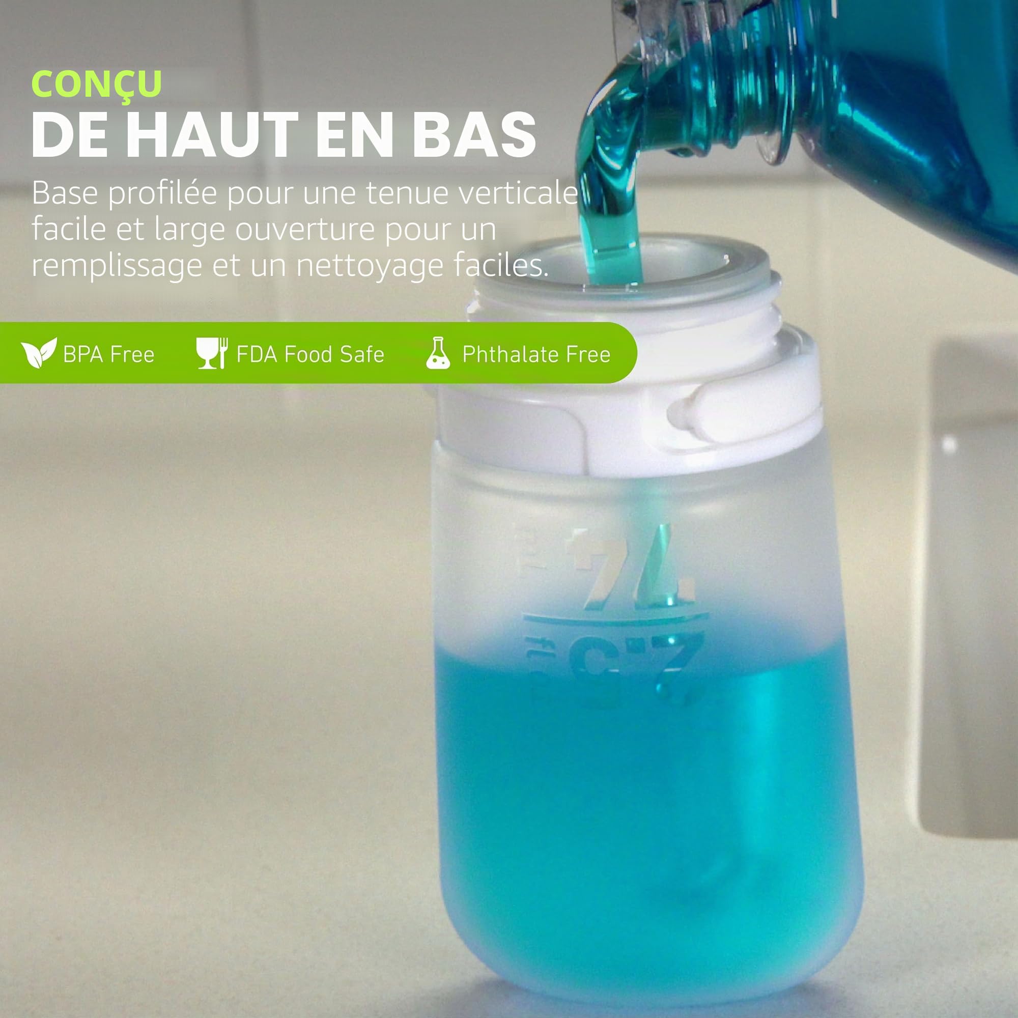 humangear GoToob+ Lot de 3 Grands flacons de Voyage avec Bouchon de Verrouillage 100 ML Transparent Violet Turquoise Taille L 100 ML