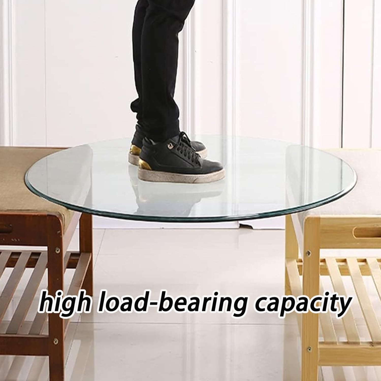 HJXGQJM Round Tempered Glass Kitchen Dining Table Top Clear Glass 35cm-100cm, Round Circular Plate Glass Sturdy and Durable, Glass Tops for Dining Room Table Protects Yours Table(85CM(34INCH))