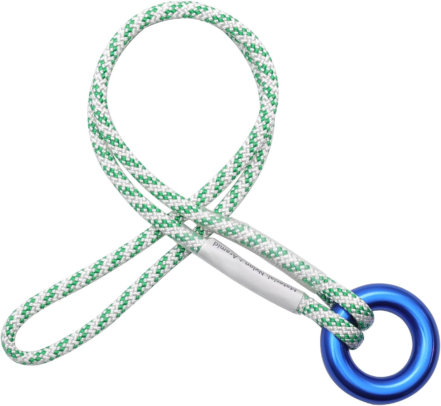 6mm Pre-Sewn Prusik Loop with Aluminum Rings, 19 Inch Aramid Polyester Double Braid, 12kN Zero-Slip for Rock Climbing Arborist Rescue Rappelling Hammock (White)
