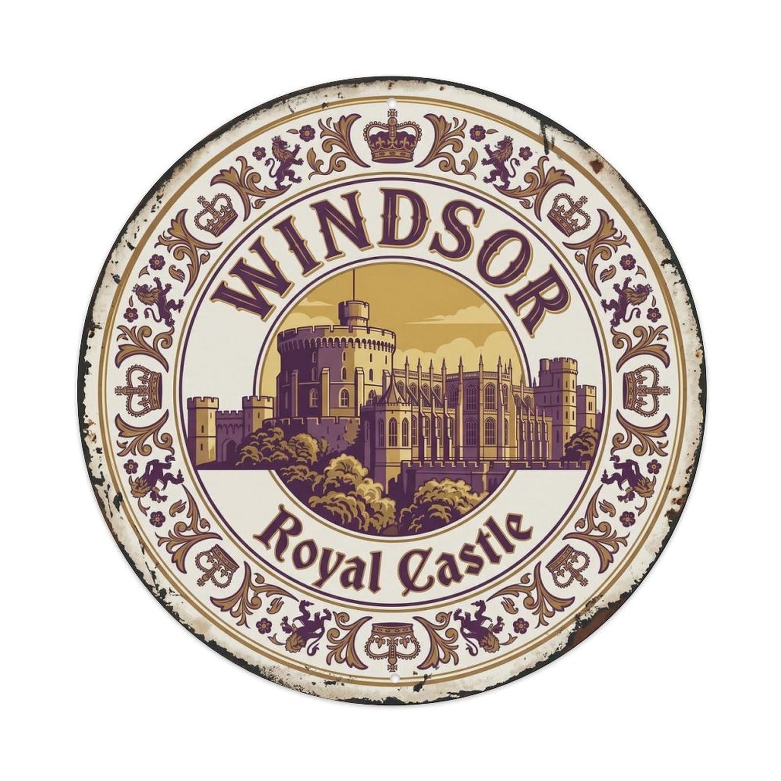 Vintage Travel Windsor Castle Berkshire Metal Tin Sign