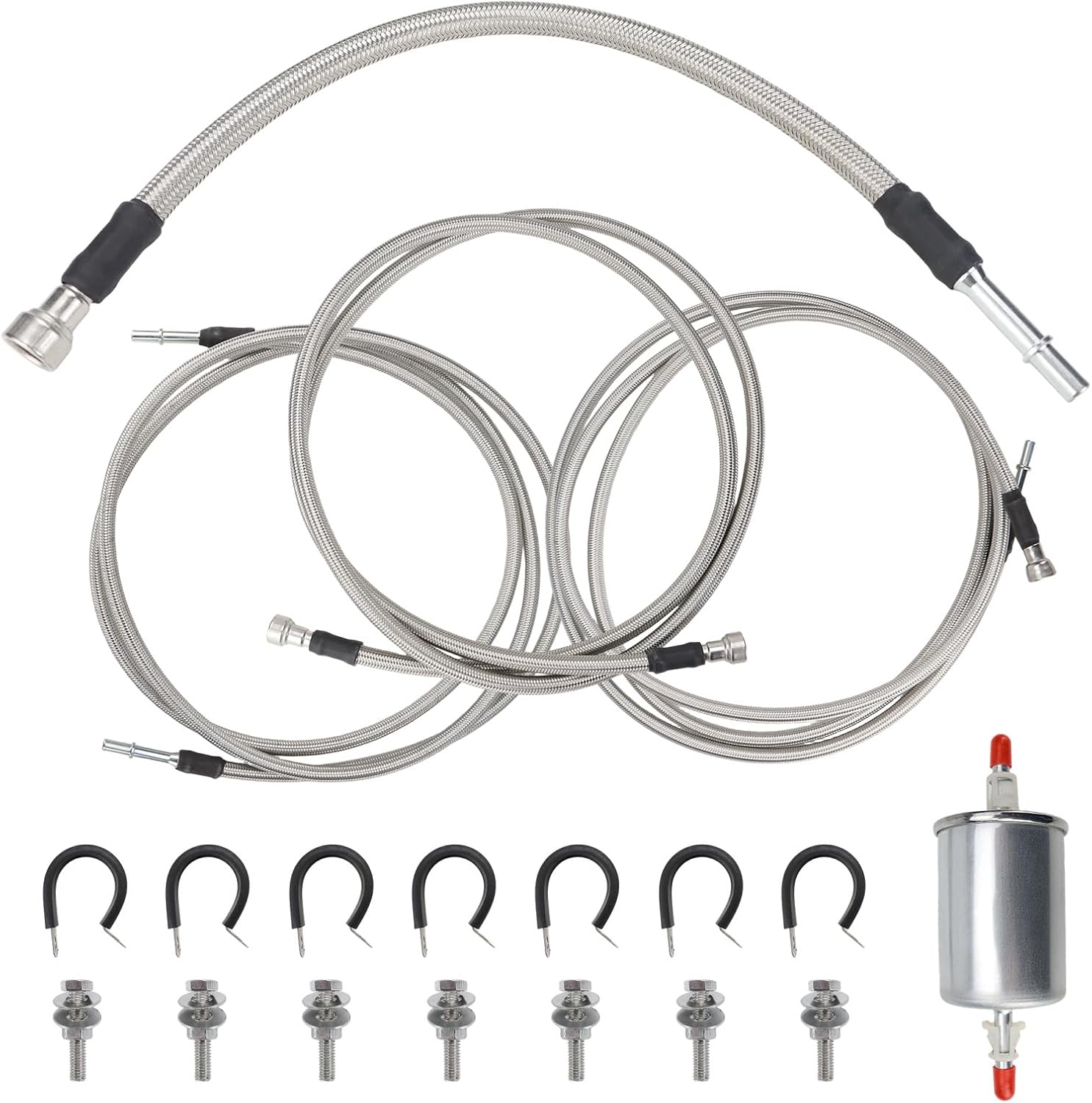 819-840 Fuel Lines Kit - Stainless Steel Braided Compatible with Chevrolet Chevy Silverado GMC Sierra 1500 2500 2500HD 3500 1999 2000 2001 2002 2003