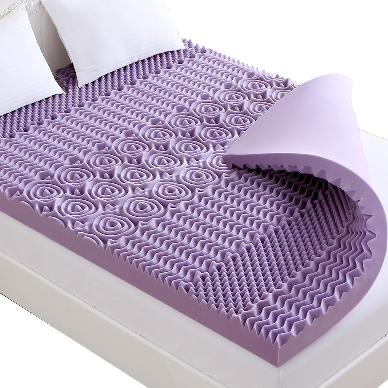 MUXHOMO 3 Inch 7-Zone King Size Mattress Topper and King Mattress Protector