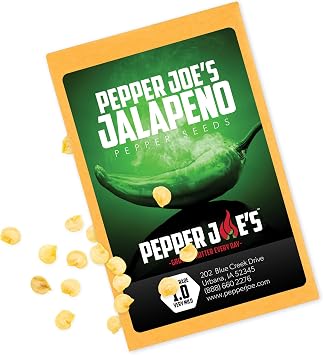 Pepper Joes Jalapeno Pepper Seeds Pack of 10+ Exclusive Heirloom Pepper Seeds USA Grown Premium Non-GMO Jalapeno Seeds for Planting in Your Garden