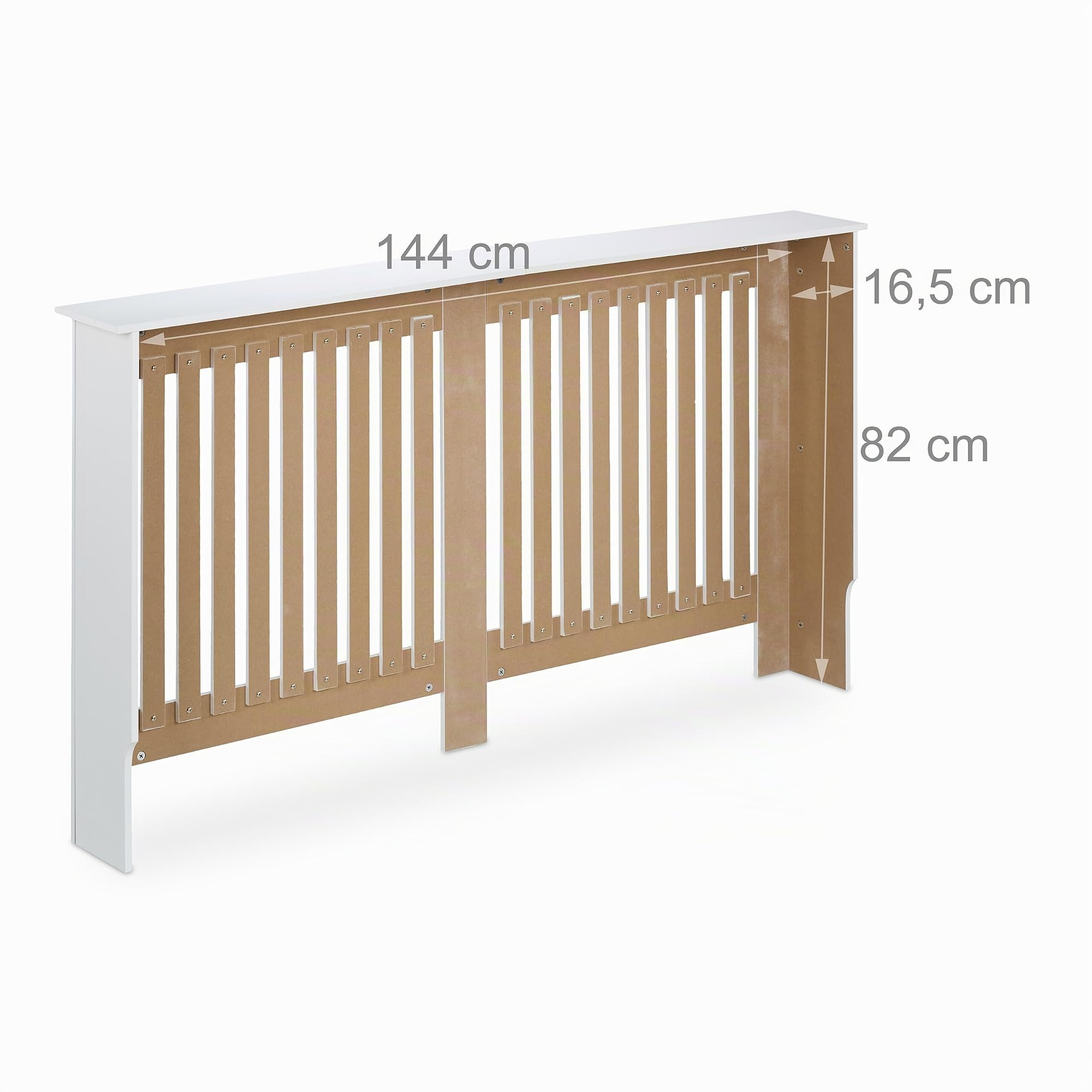 Relaxdays Heizkörperverkleidung Landhausstil, HBT 83x152x19 cm, für alte Heizkörper, Heizungsabdeckung Regal, MDF, weiß