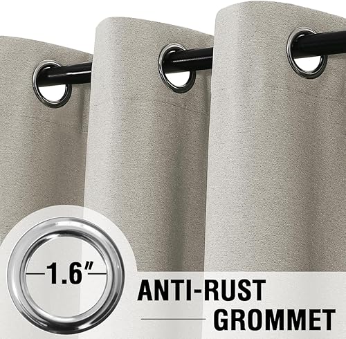 Miniatura 9 de H.VERSAILTEX - Cortinas 100% opacas con aislamiento térmico, texturizadas, de lino, con bloqueo de calor y luz completa, psala de estar y