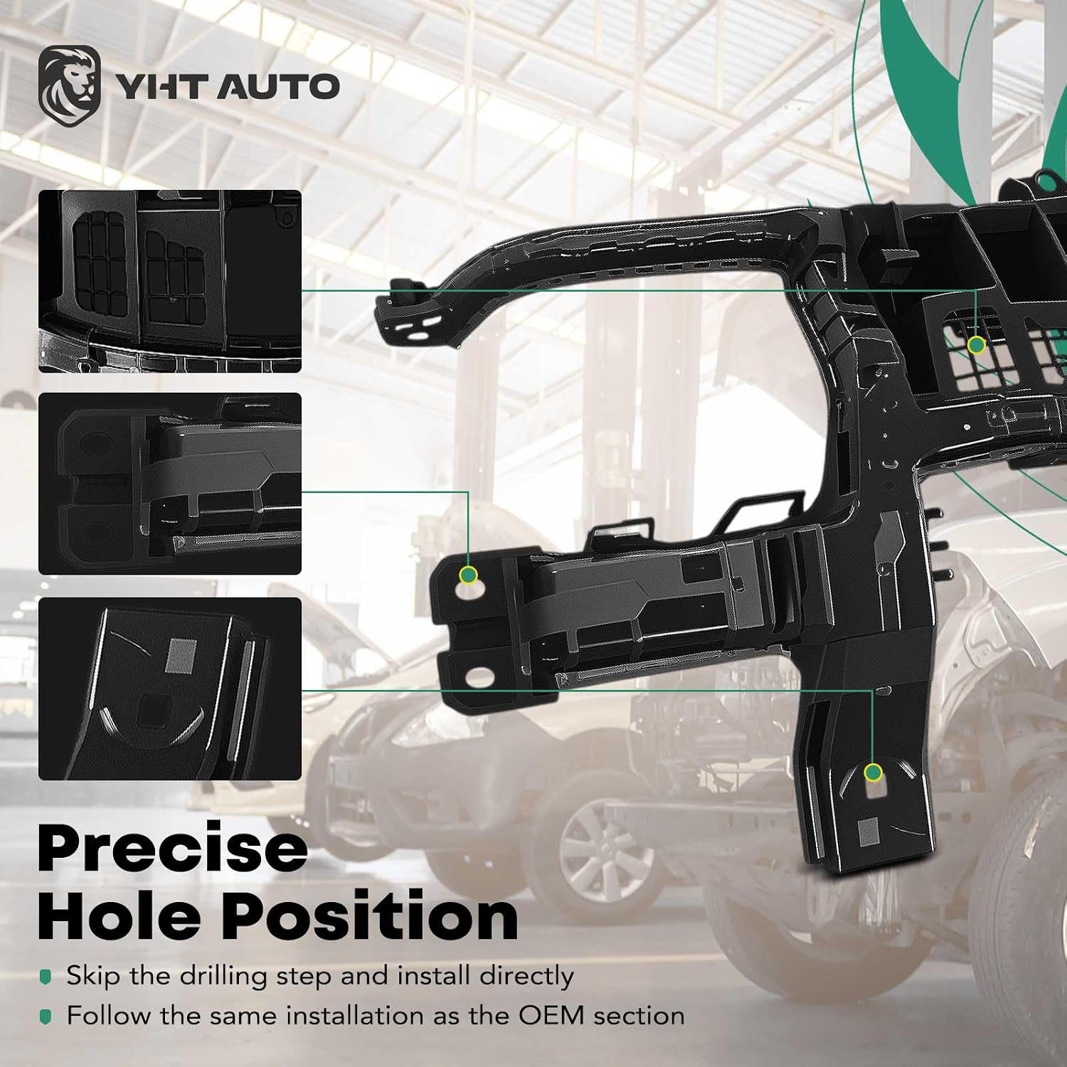 YHTAUTO Center Radiator Support Fit for Ford Transit-150 Transit-250 Transit-350 Transit-350 HD 2015-2021 built To January 2022, Radiator Core Support Assembly Plastic with Steel