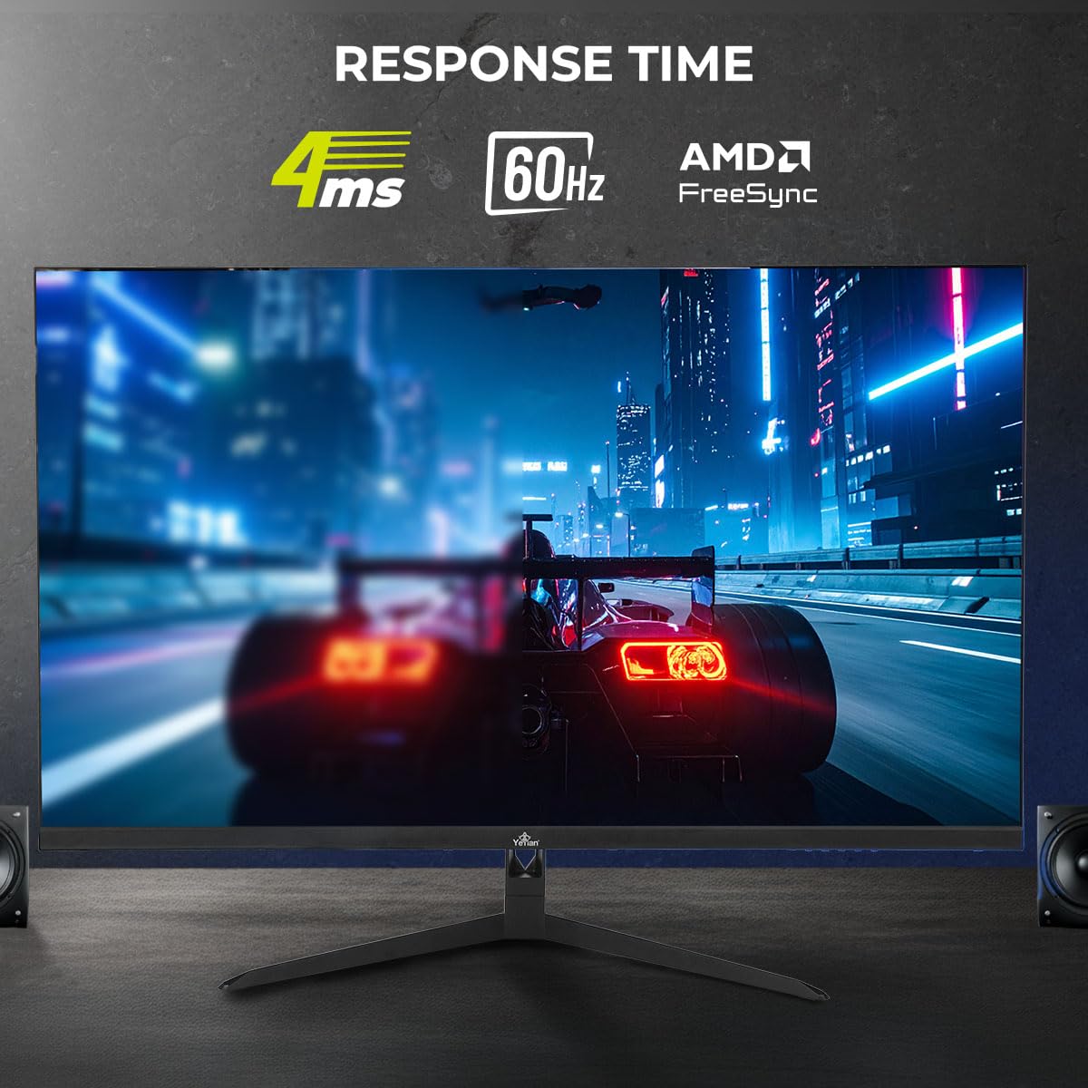 YEYIAN Monitor Plano Gaming 32” 4K UHD HDR | 3840x2160 | IPS | View 178° | 1000:1 | 60 Hz | 16:9 | 1 Billon Colores | Respuesta 4 ms | NVIDIA G-Sync AMD FreeSync | Altavoces | VESA | DP/HDMI/USB