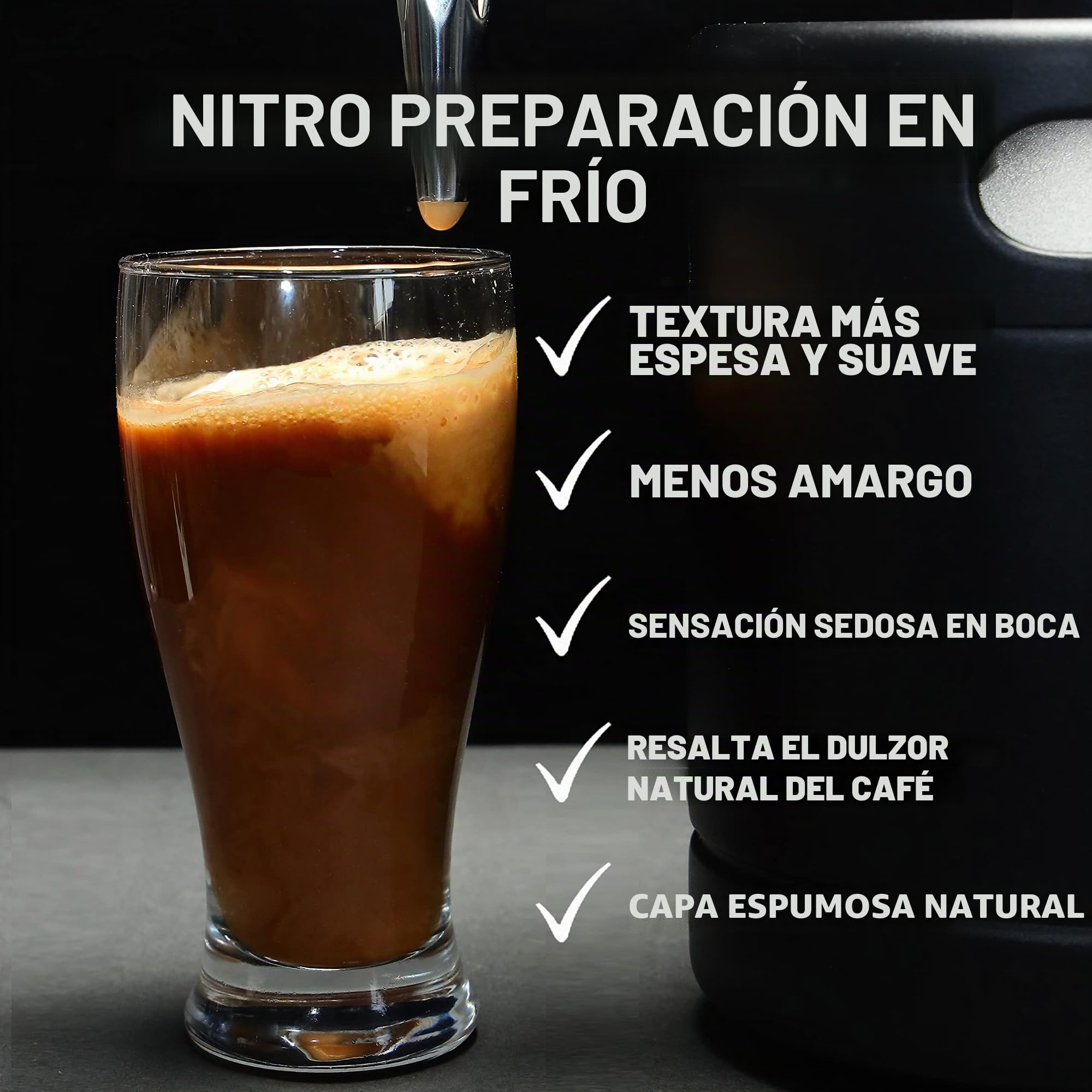 TMCRAFT Cafetera Nitro Cold Brew de 64 oz, grifo de acero inoxidable Stout Cream y válvula de alivio de presión, barril de café de nitrógeno