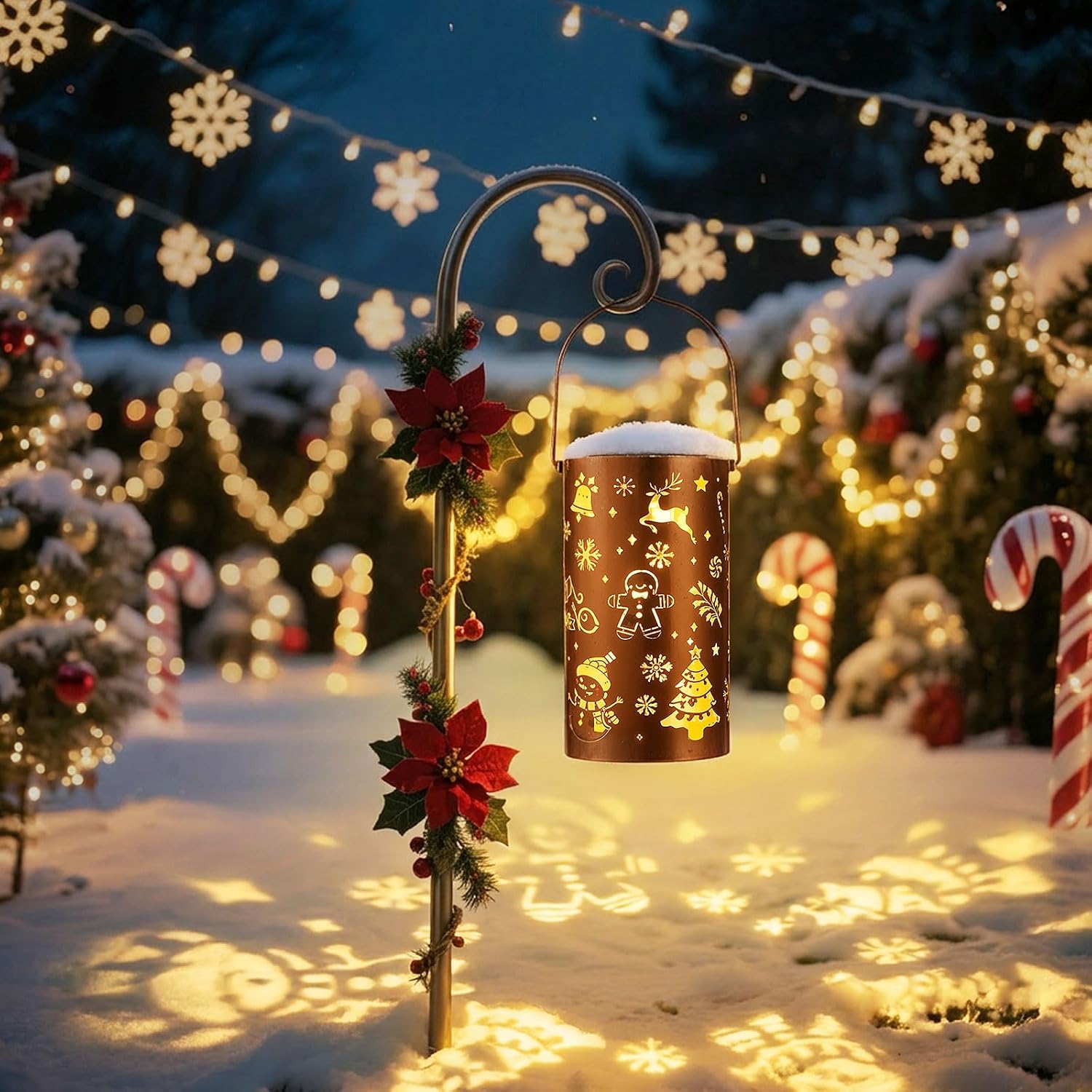 Capoda Merry Christmas Solar Lantern Holiday Outdoor Decorations for Garden, Porch, Pathway – Waterproof Solar Powered Hanging Light Winter Yard Decor, Seasonal Party & Outdoor Christmas Gift