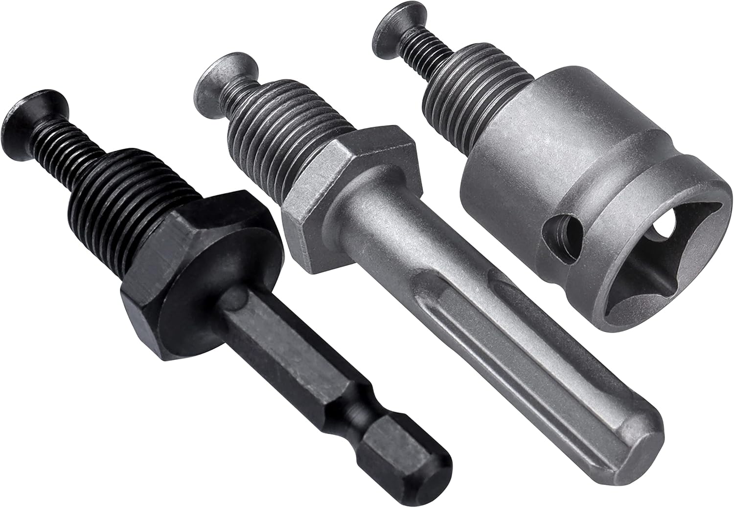 Yakamoz 3Pcs 1/2-20 UNF Mount Thread Drill Chuck Shank Adapter Set, SDS-Plus Shank for Rotary Hammer Drill | 1/4" Hex Shank for Impact Driver | 1/2" Drive Female Adapter for Air Impact Wrench