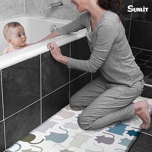 Miniatura 11 de Sunlit Juego de 2 tapetes antifatiga para cocina (tamaño 28 x 17 pulgadas y 47 x 17 pulgadas), antideslizante, impermeable, cómodo, tapete de pie