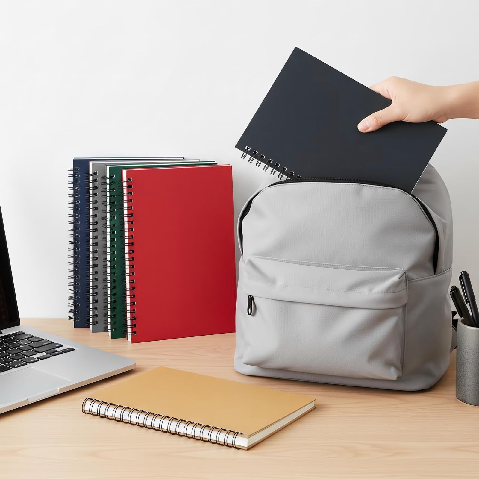 Retainbre Lot de 12 petits carnets à spirales lignés de 21 x 14 cm avec 120 pages lignées avec couverture kraft pour le travail, le bureau, l'école, les étudiants, la prise de notes