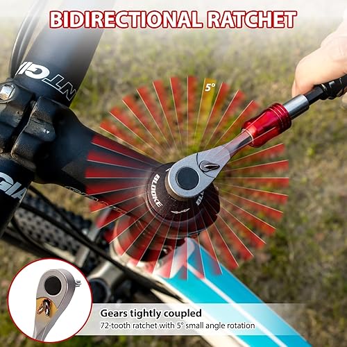 Miniatura 7 de EMERK Kit de herramientas de reparación de bicicletas kit de herramientas múltiples para bicicleta con mini bomba, herramienta reversible de