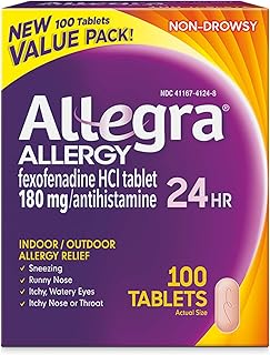 Sponsored Ad - Allegra 24HR Adult Non-Drowsy Antihistamine Tablets, 100-Count, 24-Hour Allergy Relief, 180 mg