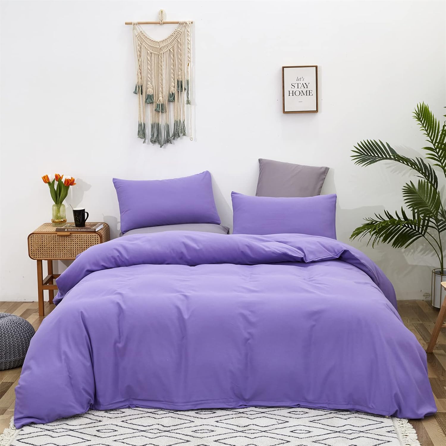 Cottonight Lavender Comforter Set Queen Lilac Bedding Comforter Set Full Solid