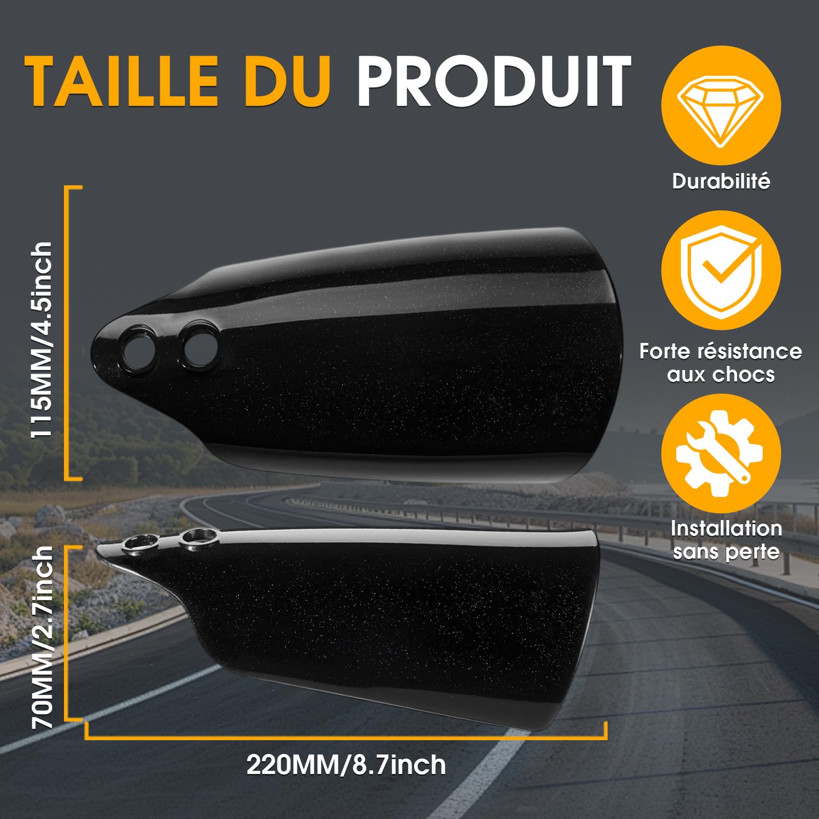 Protège Mains Moto pour Harley Davidson Touring Road Glide Electra Noir