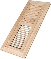 Vista 17 de Registro de piso de madera de roble rojo, montaje empotrado con marco, 4 x 10 pulgadas con amortiguador, sin terminar