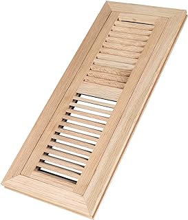 Red Oak Wood Floor Register, Flush Mount, 4x14 Inch with Damper, Unfinished
