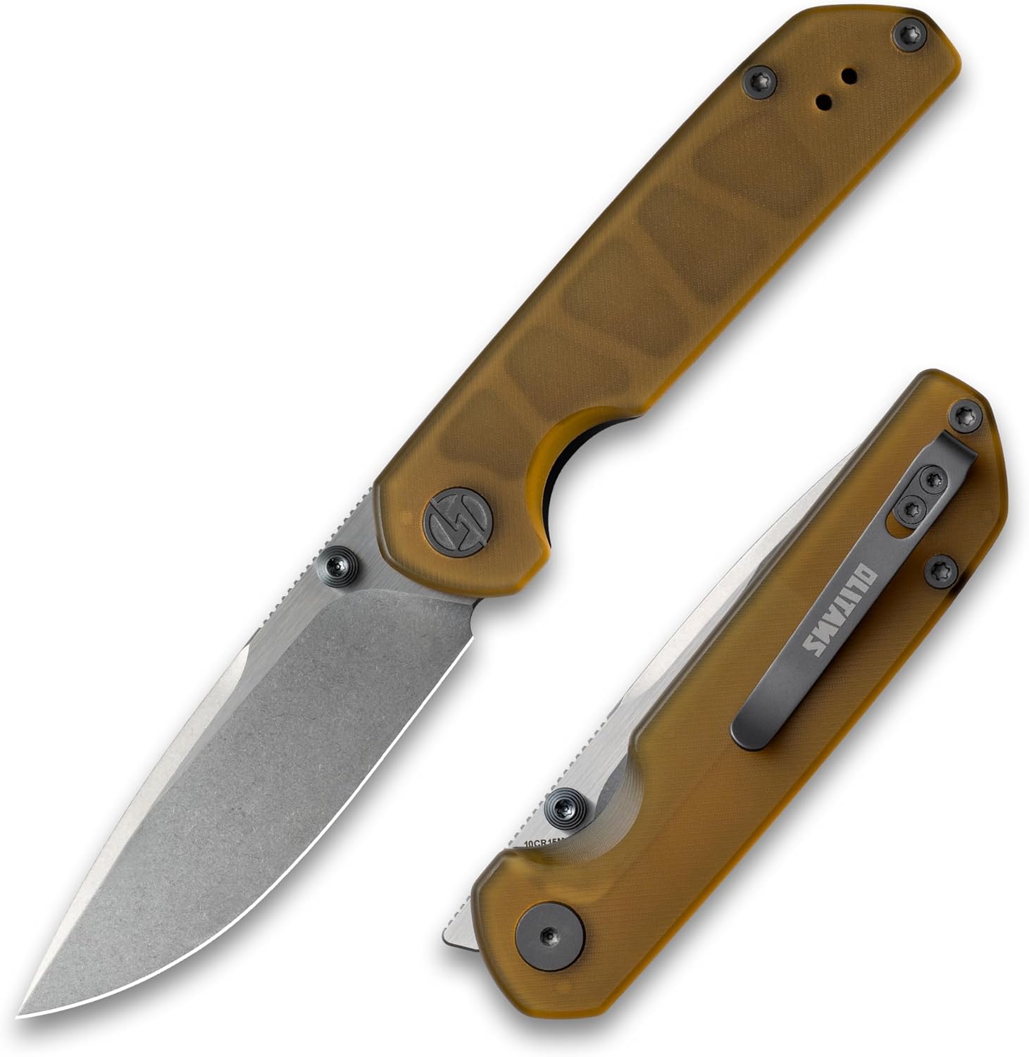 OLITANS- EDC Pocket Knife, 3.25’’ 10Cr15MoV Steel Grey Blade, G10 Handle - Lightweight Folding knives with Clip for Men & Women Camping Outdoor-G071GBL
