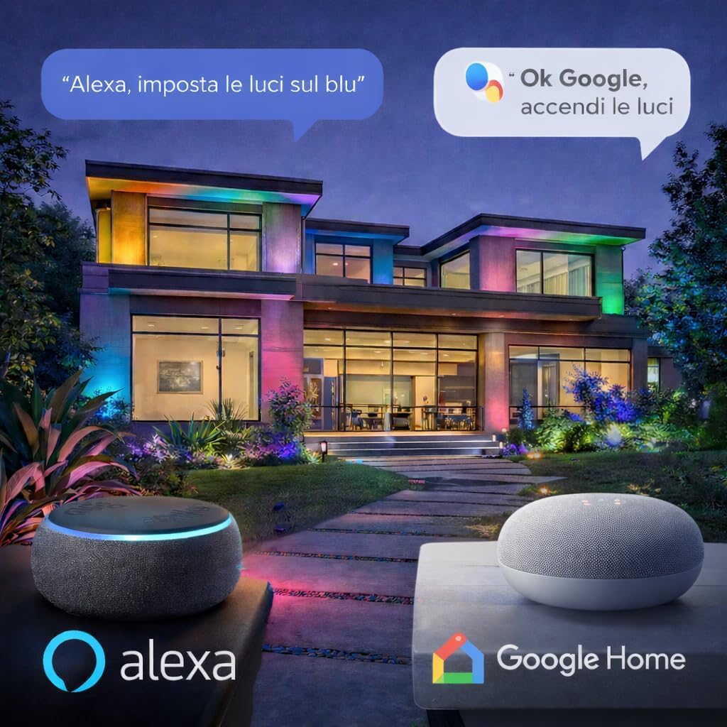 6 Faretti RGB da giardino Smart WiFi, Luci da Giardino IP67 Impermeabili, 16 Milioni di Colori e Dimmerabili, Compatibili con Alexa e Google Home, Controllo completo tramite App