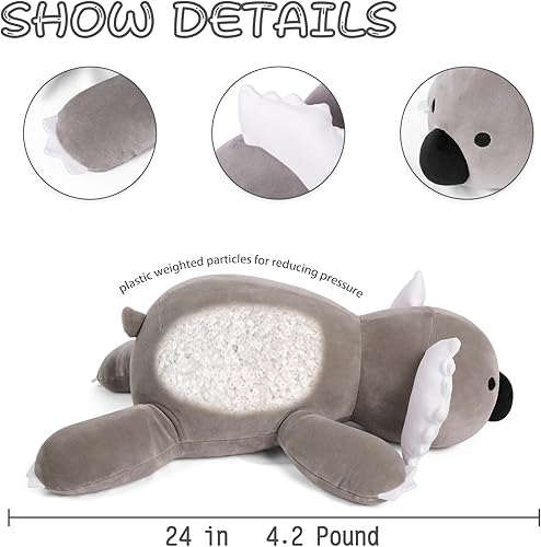 Miniatura 9 de OurHonor Animales de peluche con peso, 4.2 libras de felpa de ciervo ponderado, almohada de ciervo gigante de 24 pulgadas, regalo de juguete de