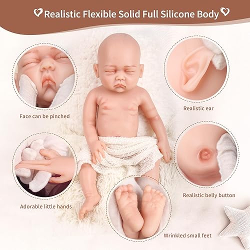 Miniatura 3 de Muñeca bebé de silicona de cuerpo completo de 17 pulgadas  Muñecas de bebé Reborn realistas de ojo calvo cerrado muñeca simuladora de bebé para