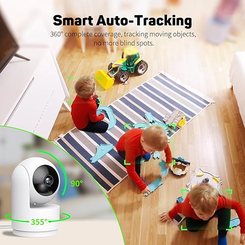 Miniatura 6 de Cámara de seguridad para interiores, cámara 2K para mascotas, cámara doméstica de 360 grados y 2.4 GHz para bebéperroanciano con llamada de un solo