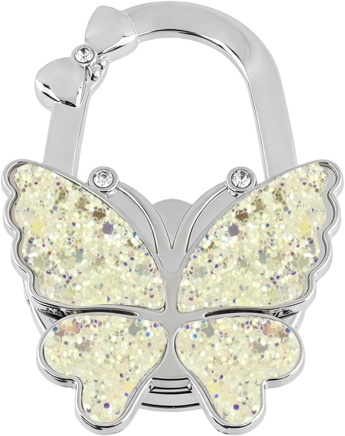 Dnyta Butterfly Foldable Purse Hanger Decorative Bag Hook, Yellow Sequins