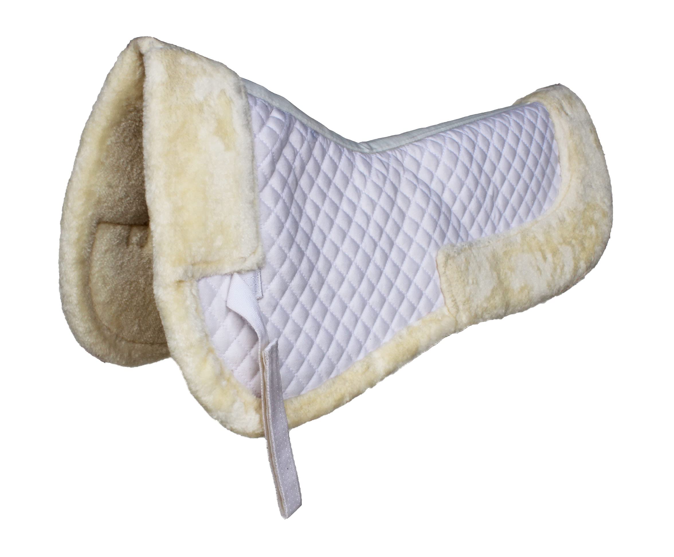 CHALLENGER Horse English Quilted Saddle Half Pad Correction Wither Relief Faux Fur White 12217WH