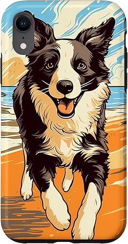 Funda para iPhone XR Border Collie Beach para vacaciones de verano