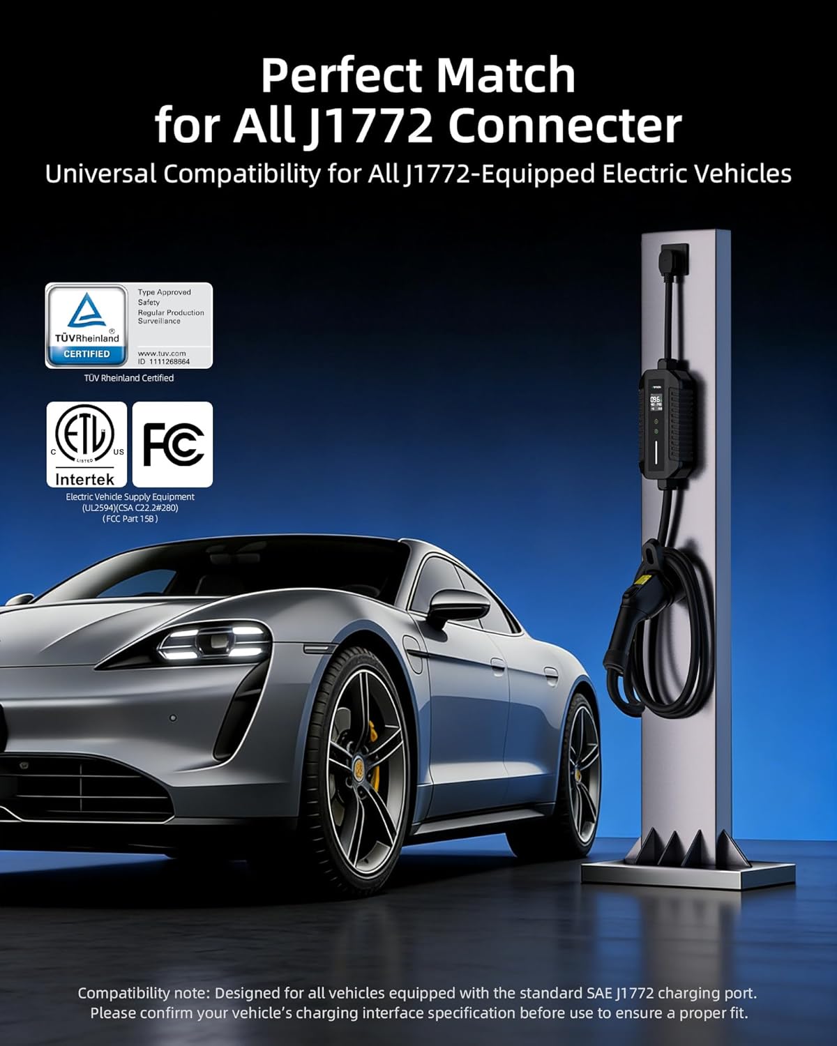 40 Amp Level 2 Home EV Charger ETL Certified,240V 9.6kW J1772 Electric Car Chargers with 25FT Cable, NEMA 14-50P, Portable Electric Vehicle Charging Stations for All SAE J1772 EV Cars