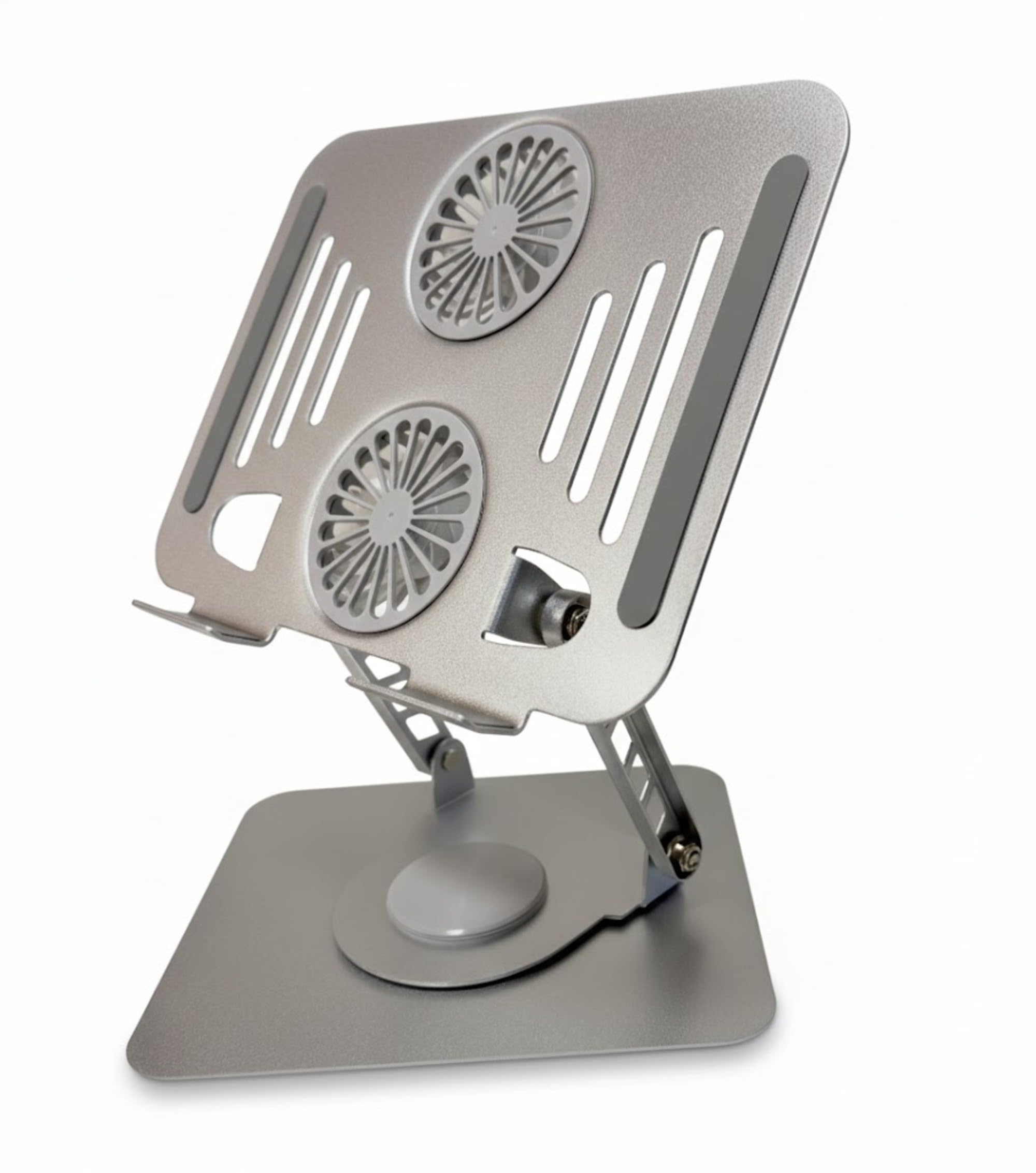 Supporto di raffreddamento per computer portatile con ventola di raffreddamento turbo, altezza e angolo regolabili a 180°, base girevole a 360°, supporto ergonomico pieghevole per notebook compatibile