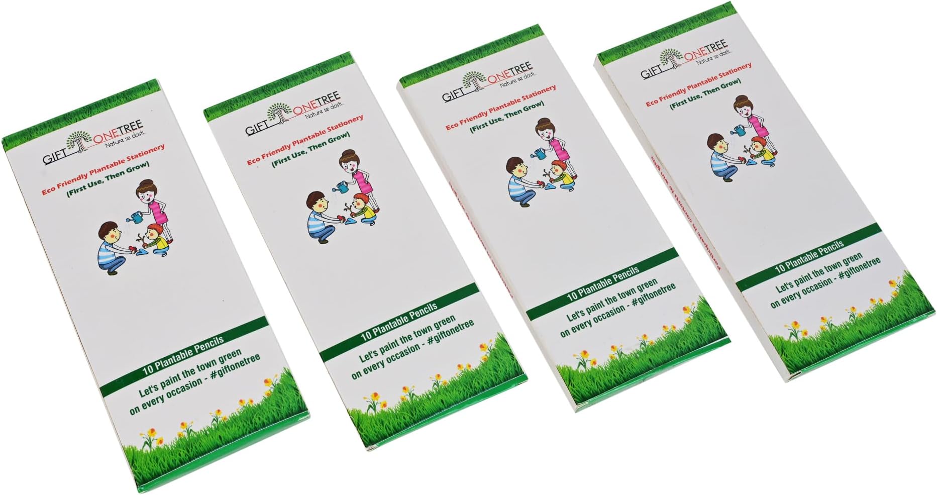 GIFTONETREE Eco Friendly Plantable Seed Pencils | Pack of 4 Boxes | Best for Distributing in School on Birthday | Return Gift or Use at home (10 Pencils in Box, 4, count)