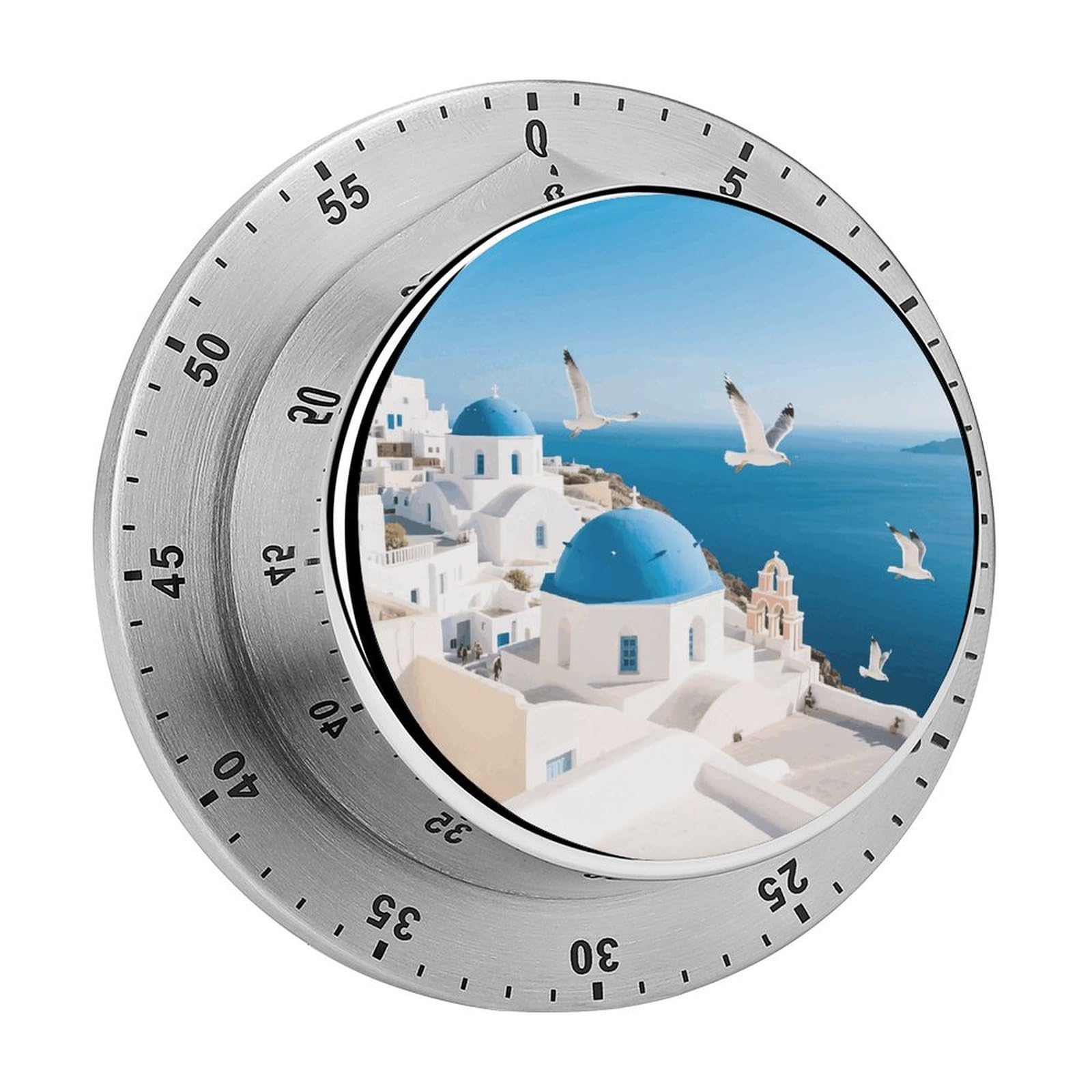 Santorini Island Kitchen Timer for Cooking Chef Cooking Magnetic Timer Loud Alarm Mechanical Desk Stainless Countdown Reminder