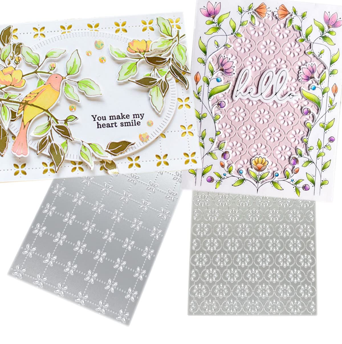 Ammsochy Cutting Dies for Paper Card Making 3D Christmas Background Frame Metal Stencils Scrapbooking Tools DIY Craft Embossing TemplateAlbum Arts Supplies (Flower Set-14.5x11.2cm)