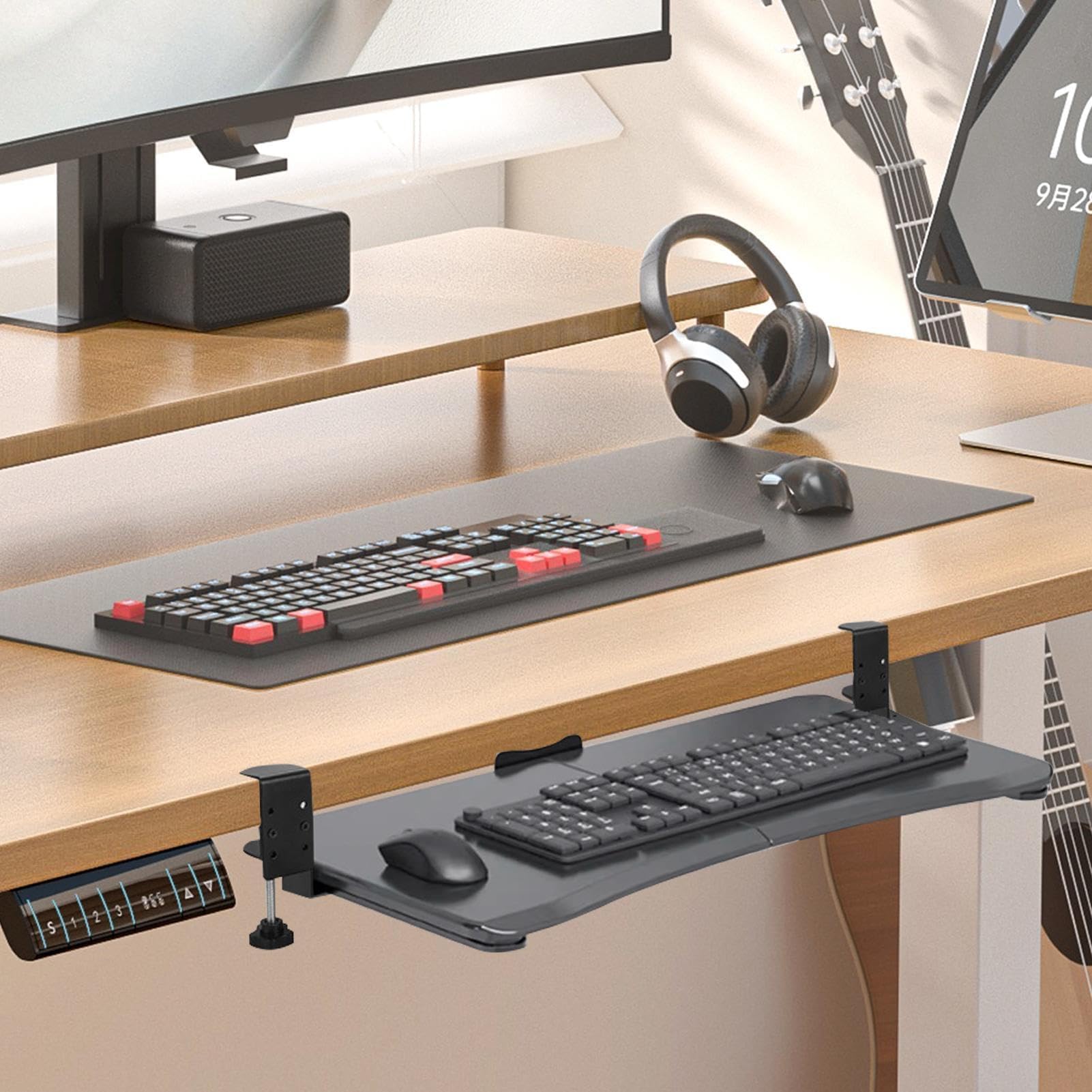 Bandeja ajustable para teclado debajo del escritorio, estante extraíble deslizante suave para oficina en casa, ahorro de espacio, fácil instalación, Enhancepace nizat