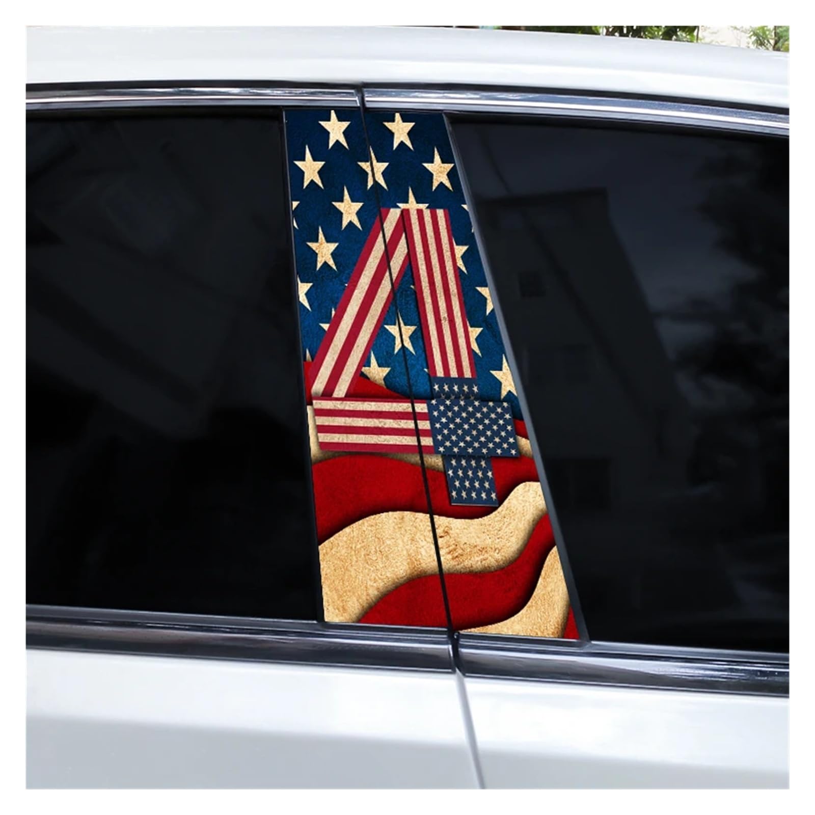 Car Side Decals 2pcs Star Spangled Soul Car B-Pillar Sticker Waterproof Scratch-Resistant Vinyl Center Column Decal(Style D)