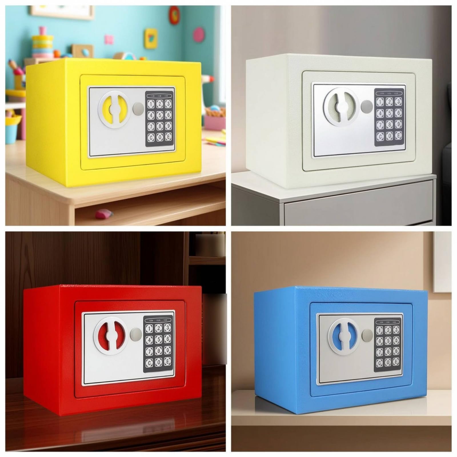 Tirelire Coffre-Fort Métallique Mini Coffre-Fort Compact Caisse pour Adolescents, Chambre, 20E Doré, Style to 3