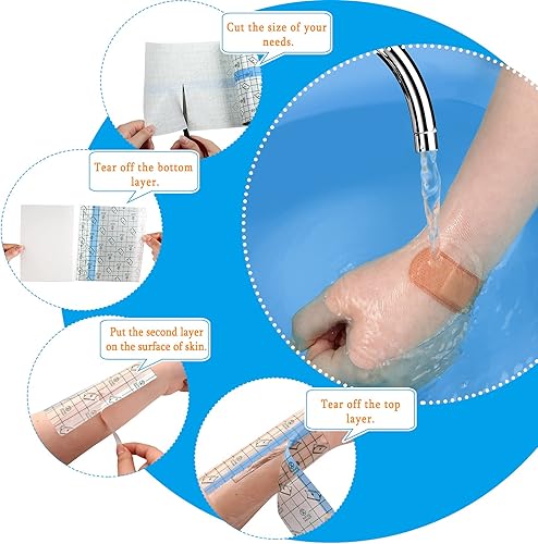 Miniatura 2 de Nuanchu 4 rollos de vendaje adhesivo transparente de 2 x 21. Cinta médica transparente de 87 yardas, impermeable, cubierta para natación de piel (6