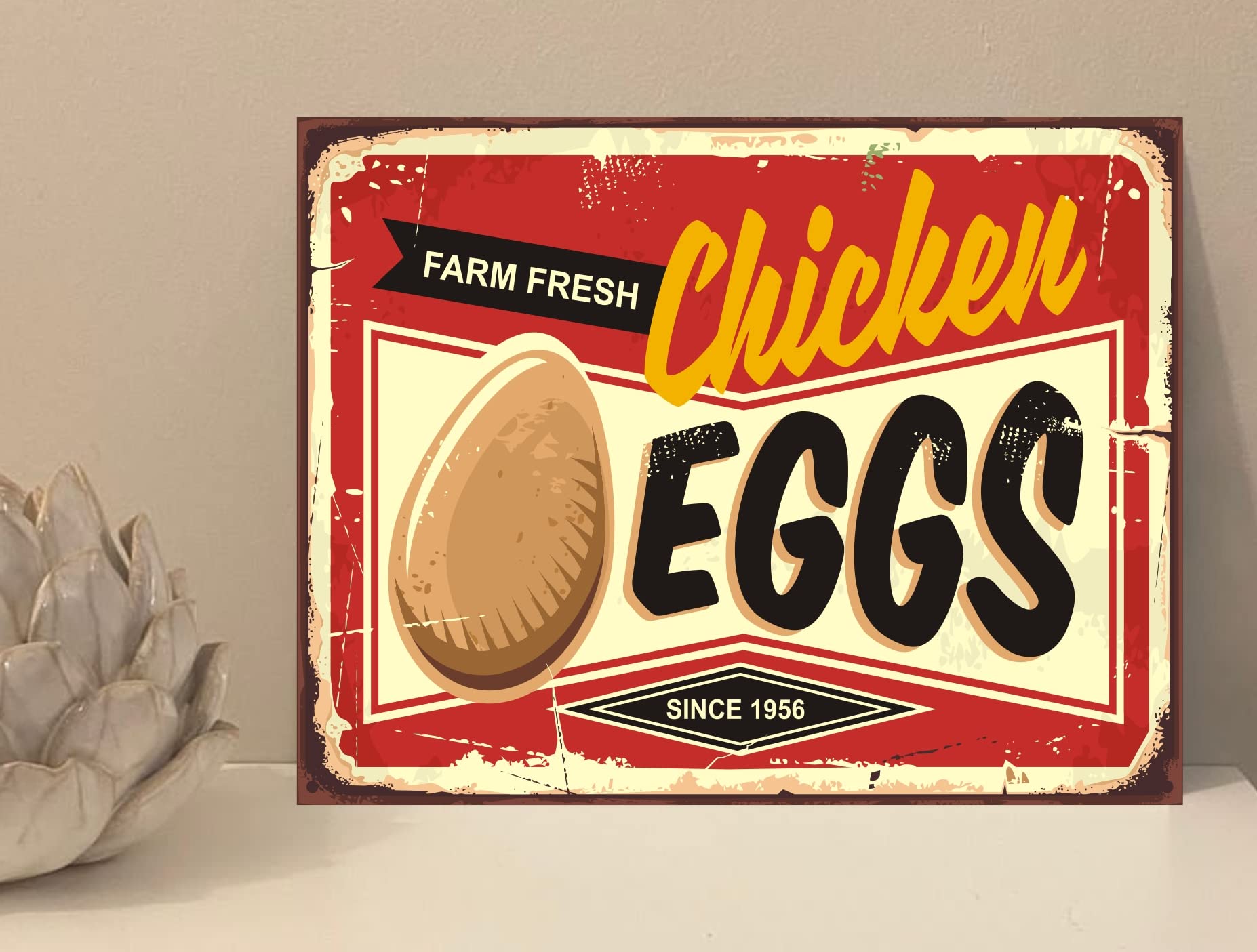 1x Farm Chicken Eggs Metal Plaque Sign Gift House Novelty (mt35) (200mm x 150mm)