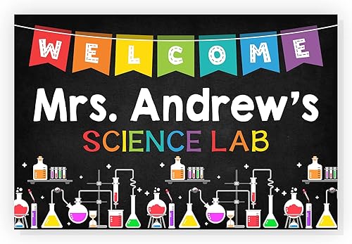 Minitowz Póster de biología para profesores de aula, arte de pared, letrero de nombre personalizado para profesores, colgador de puerta, regalos de